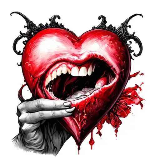 Gothic Vampire Taking A Bite Out Of A Heart