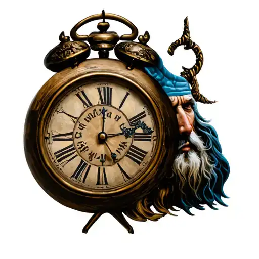 Father Time With A Clock