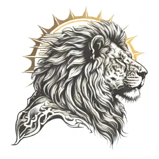 Lions Head With The Sun Behind Him