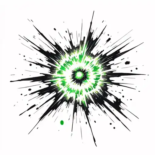 A Realistic Depiction Of A Supernova Explosion In Black And Green Colors