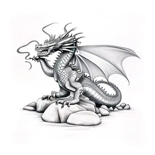 Dragon Standing On A Rock