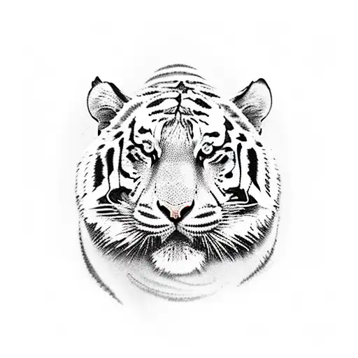 A Realistic Portrait Of A Tiger With A Backdrop Of Mount Fuji