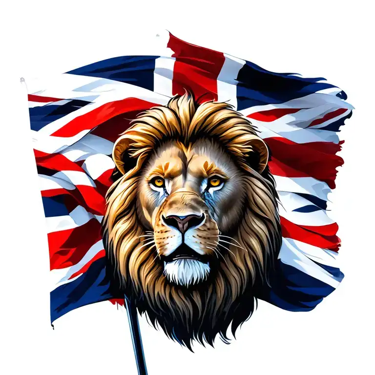 British Lion With Flag Flying