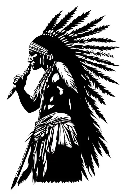 Silhouette Of An Indian With A Spear