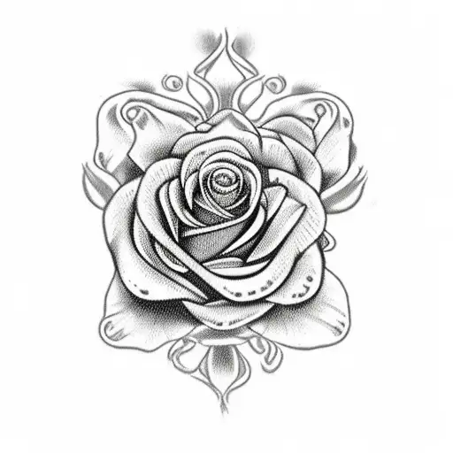 Three Roses With A Rosary Beads