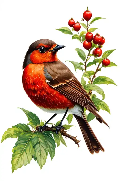 A Red Robin On A Plant