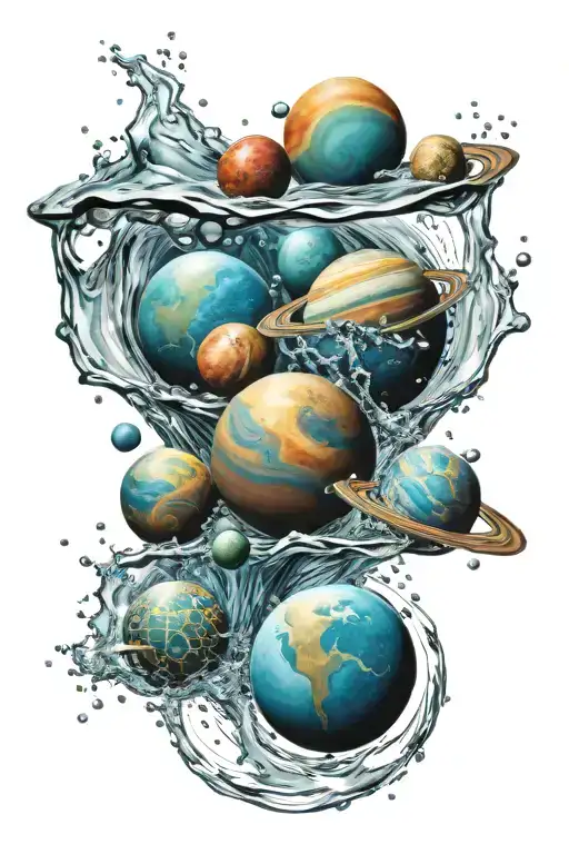 Planets Falling Into Water