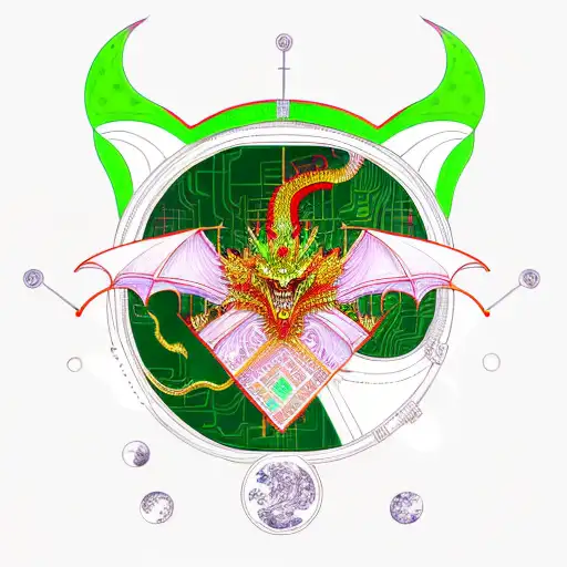 A Circuit Board Pattern Forming The Shape Of A Dragon In Space