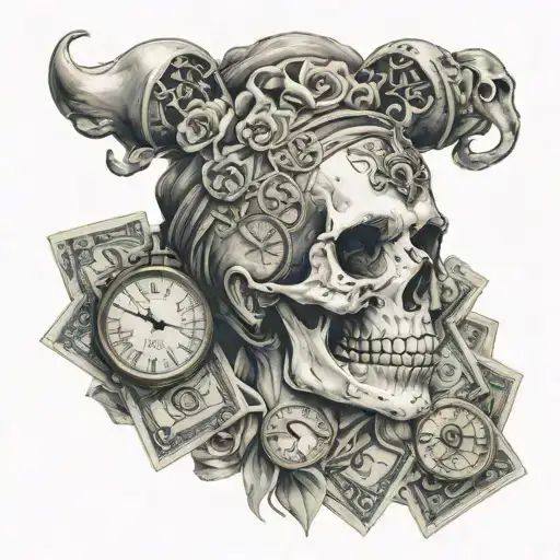 Skull Money Strength Time Women Face