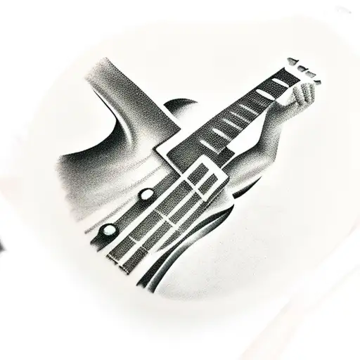 Electric Guitar On Right Hand From Finger Area To Half Of The Hand