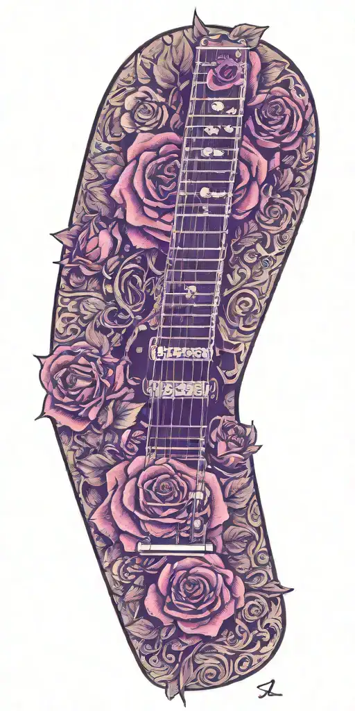 Les Paul Guitar With Roses