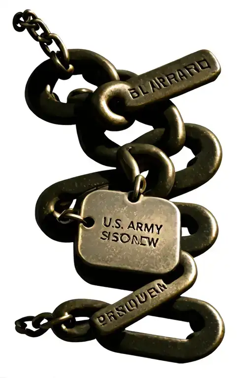 Us Army Dog Tags Attached To Chain