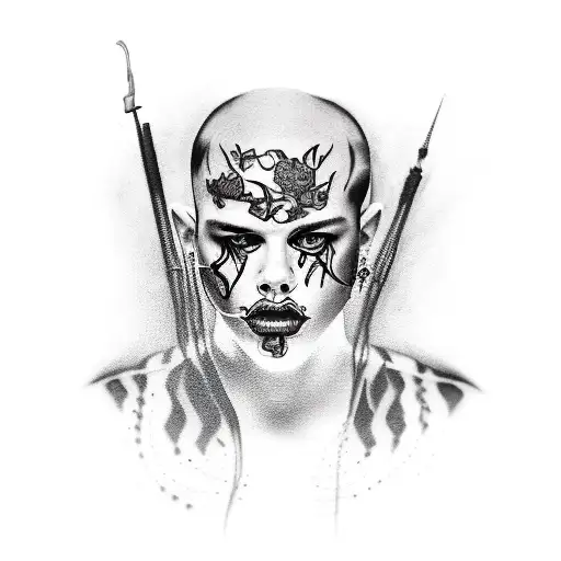 A Realistic Portrait Of Yungblud With His Signature Black Heart