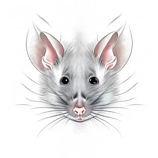 Siamese Rat Head Portrait With Red Eyes