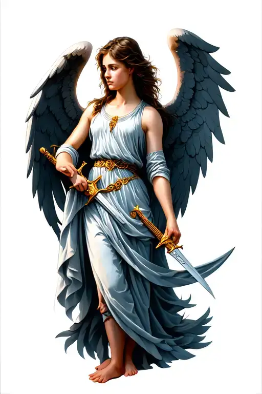 Gemini Angel Holding A Sword