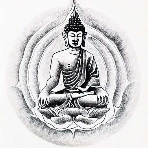 Buddha In A Lotus Pose In A Minimalist Style