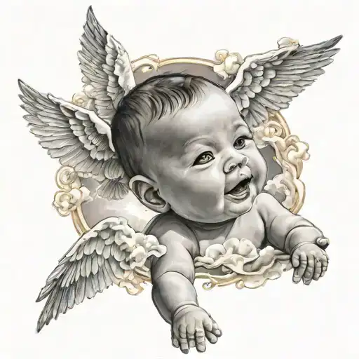 Baby Boy With Heaven In Background