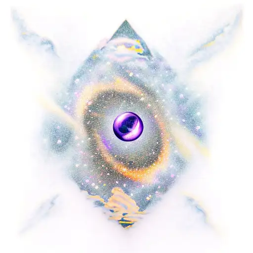 Broken Mirror With A Purple Galaxy Coming Out Of It