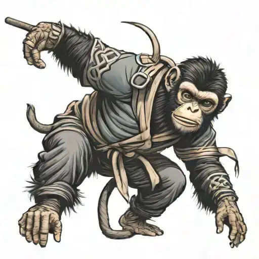 Monkey Dressed As A Ninja Themed
