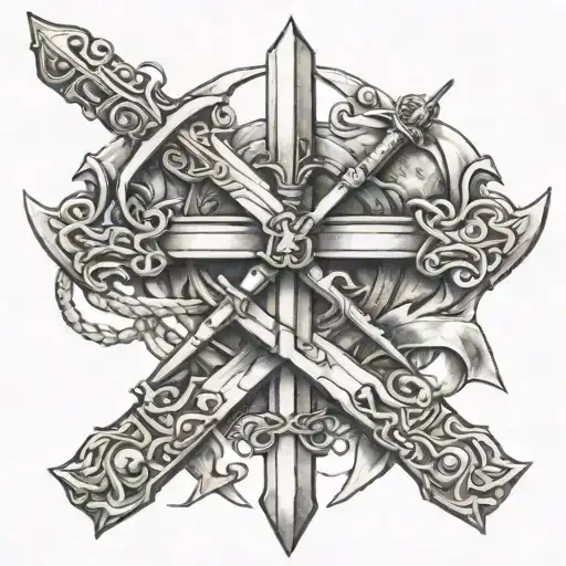 Three Swords Crossed Together Symbolizing Freedom