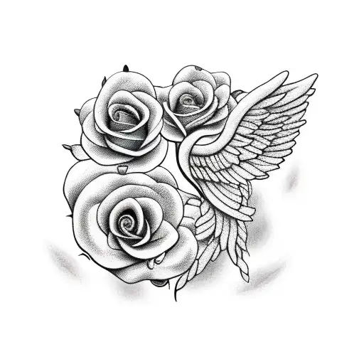 Two Wings On Both Sides And A Rose In The Middle
