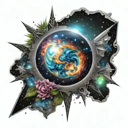 With A Galaxy Background And Stars In The Background