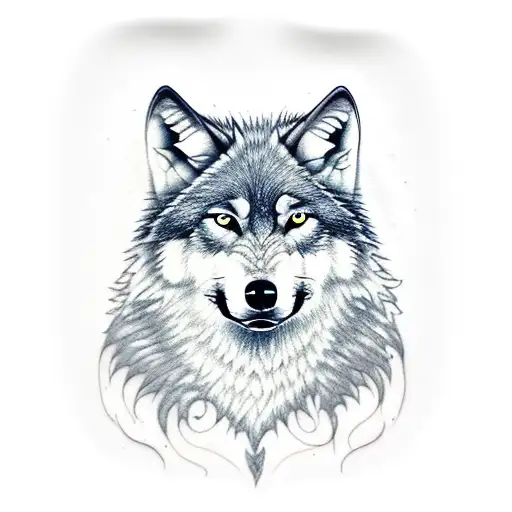 Wolf Showing Fangs Tattoo Back