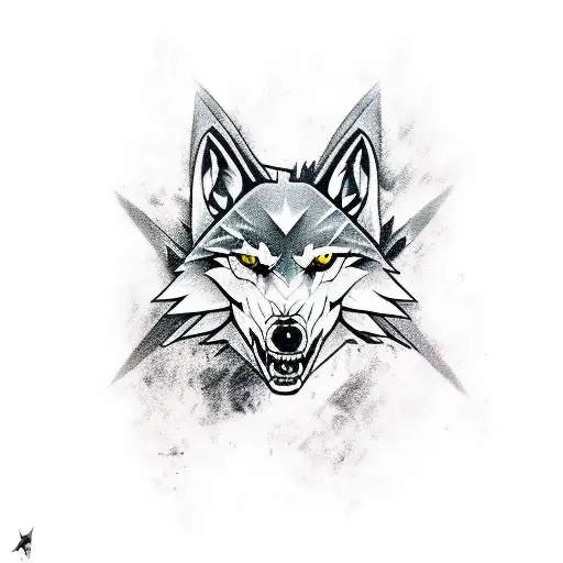 Witcher Wolf Tattoo Design With Witcher Symbols
