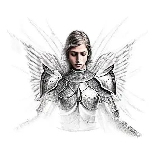 Knight Armor With Angel Wings And Light Above Him