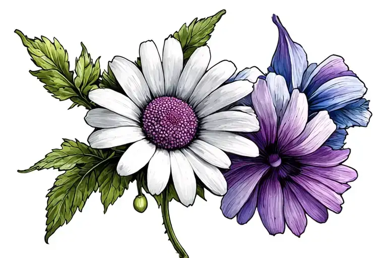 Daisy And Sweet Peas Snuggled