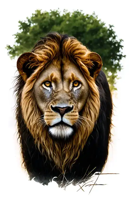 Lion Stalking Prey Through Bush