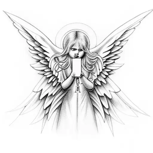 Angel With Wings And A Cross