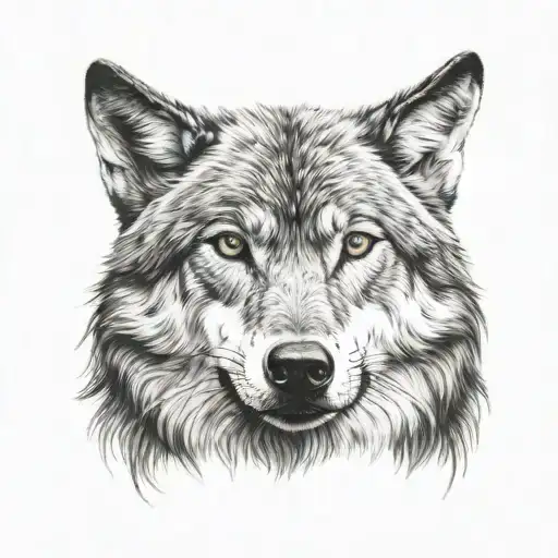 Wolf Head Facing Foward In The Front Neck Tattoo Design