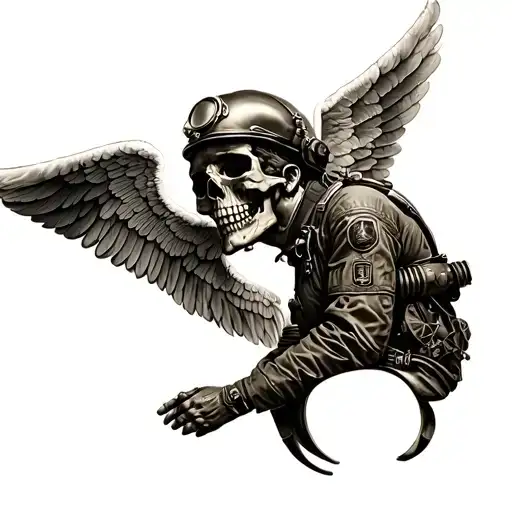 Skull Pilot With Angel Wings