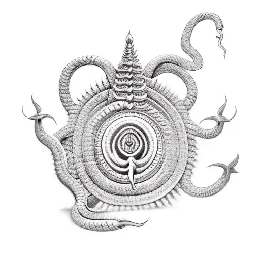 Lord Shiva's Trishul With The Snake