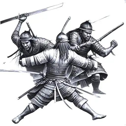 Outnumbered Samurai Fighting