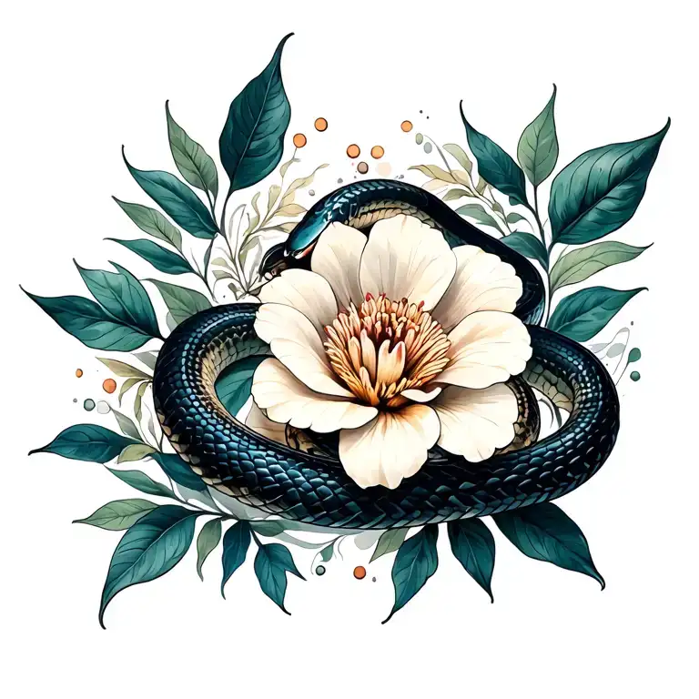 Flower And Snake Coiled