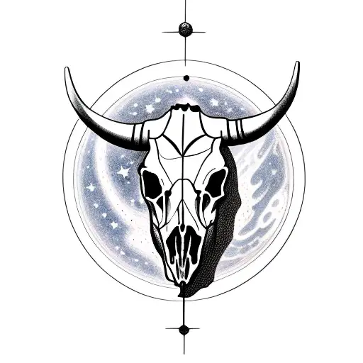 Cow Skull With Space Galaxy