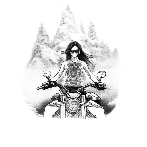 A Badass Girl Riding A Motorcycle With A Wolf Companion