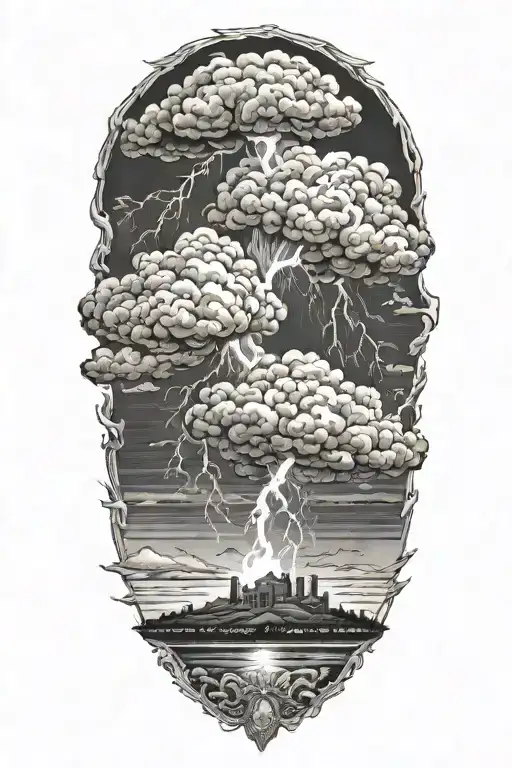 Lightning Storm Cloud Background Black And White With Zues In The Foreground