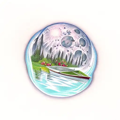 Full Moon Reflected On A Lake