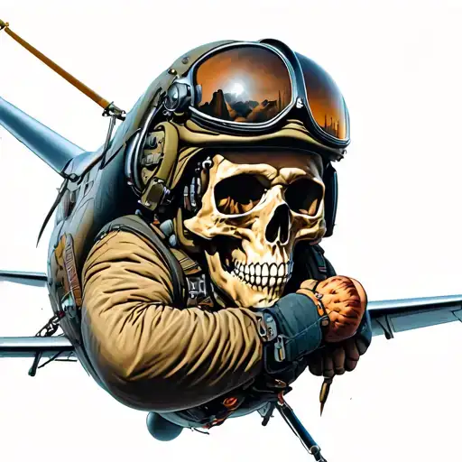 Skull Pilot Flying A Plane