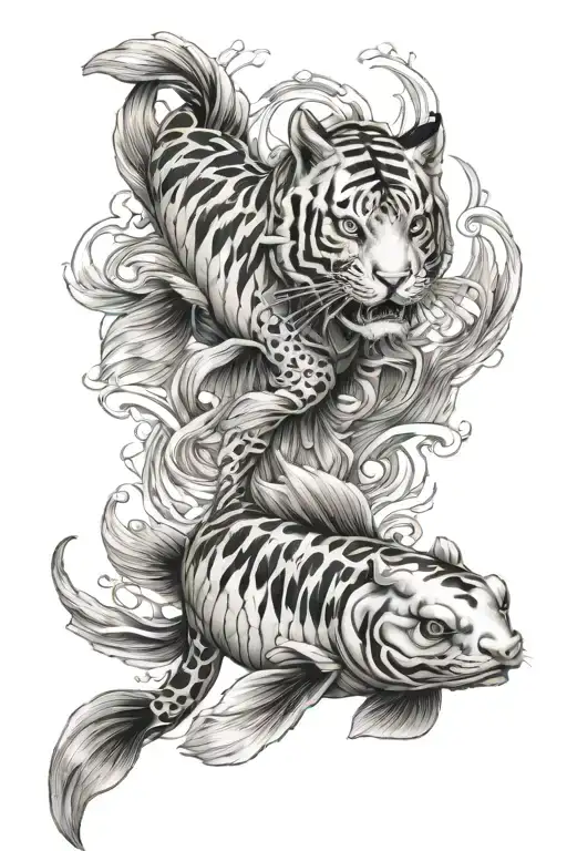 Tiger And Gemini Twin Koi Fish