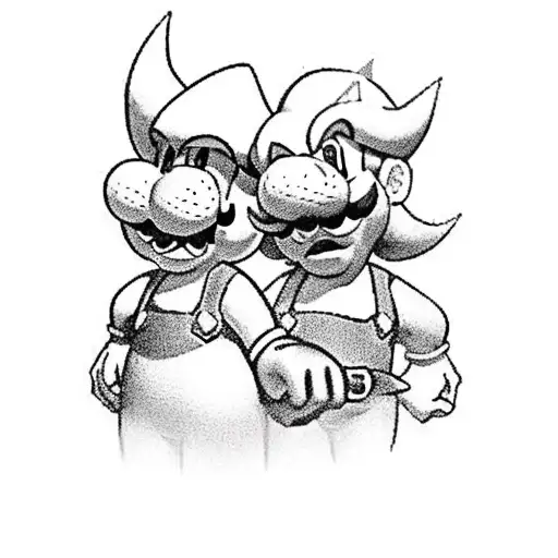 Mario And Luigi Knights Guarding Princess Peach In Castle Tower With Bowser Overlooking All Of Them