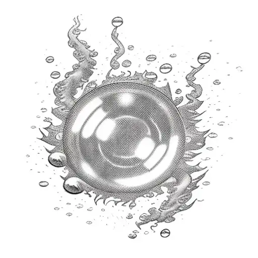 A Comic Book Speech Bubble With Flames And Water Droplets