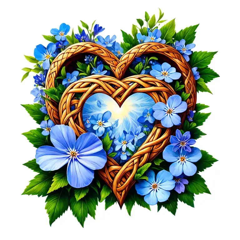 Celtic Heart Knot And Forget Me Not Flowers