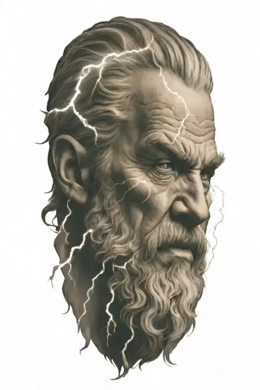 Zeus Face Raging Storm Clouds Surrounding With Lightning