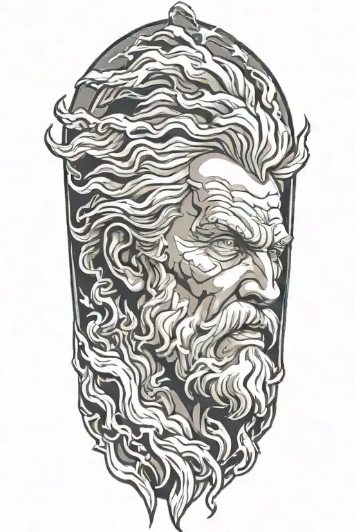 Zeus Face Raging Storm Clouds Surrounding With Lightning