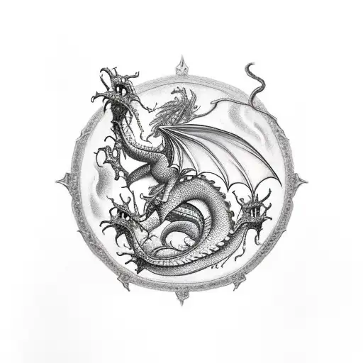 A Dragon Surrounded By Thunders