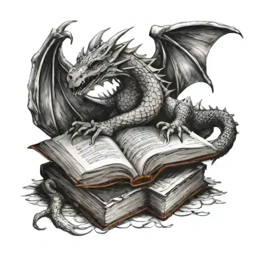 Dragon On Book Representing